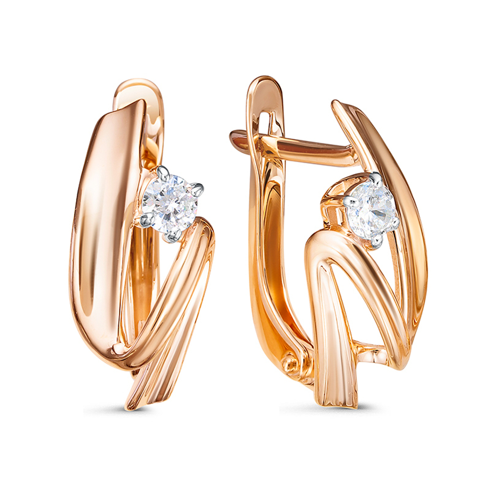 Серьги из золота 585 пробы с Фианит