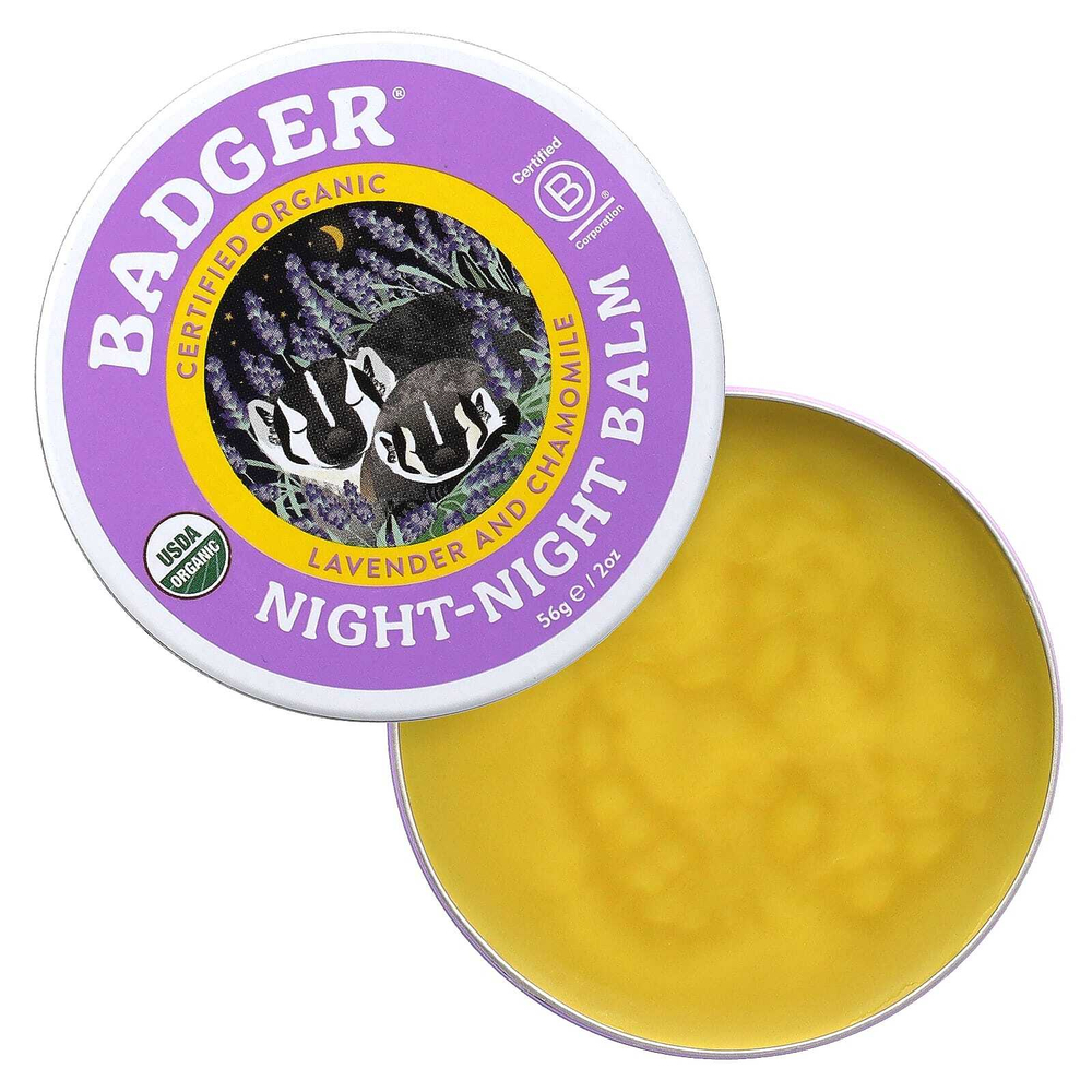 Badger, Organic, бальзам "ночь-ночь", лаванда и ромашка, 2 унции (56 г)