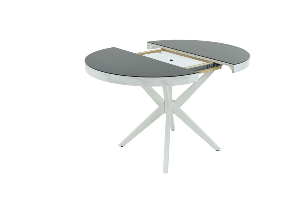 Стол Аврора Оскар D950 Glass, Белый, Стекло Чёрное