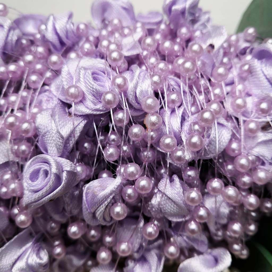 Бусы на леске с розочкой (Лаванда)