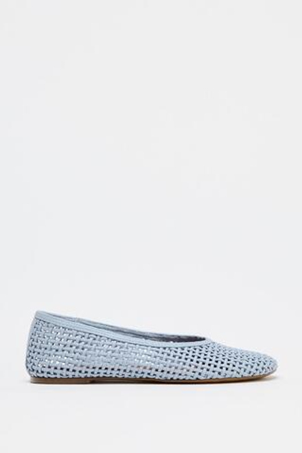 ZARA БАЛЕТКИ С ПЛЕТЕНЫМ УЗОРОМ, СИНИЙ