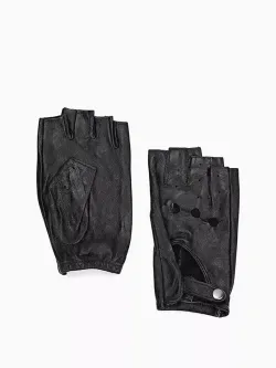 Перчатки без пальцев короткие кожаные