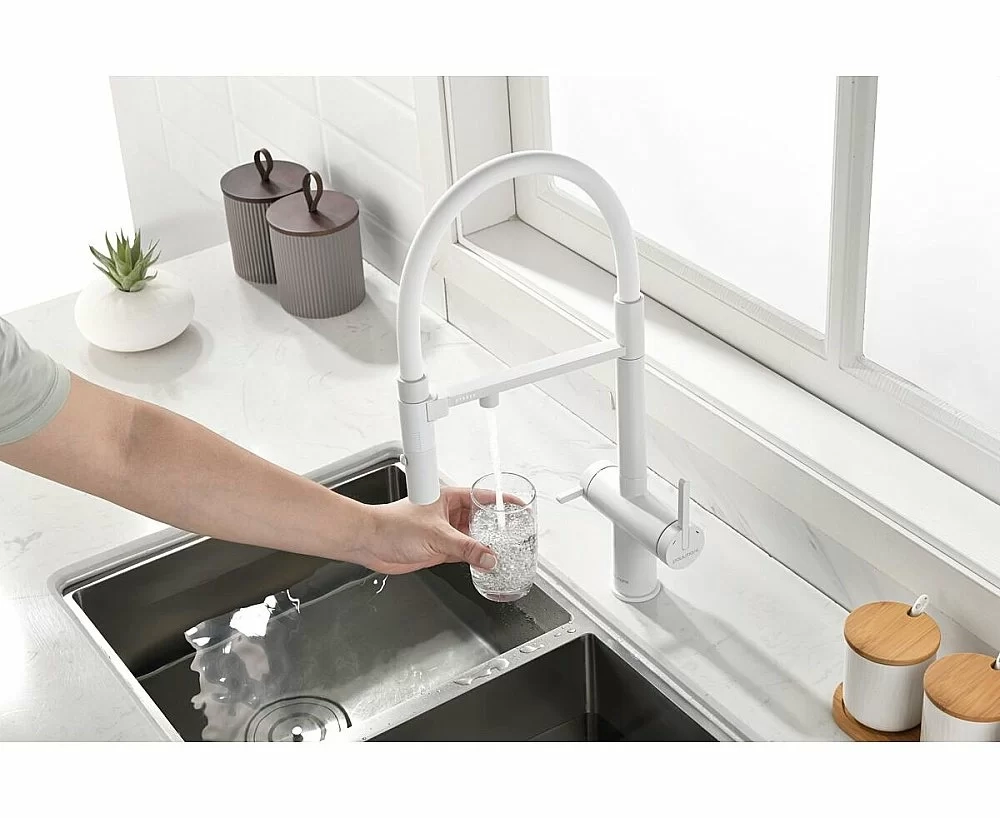 Смеситель для кухни Paulmark Gravity Gr213888-WH белый матовый