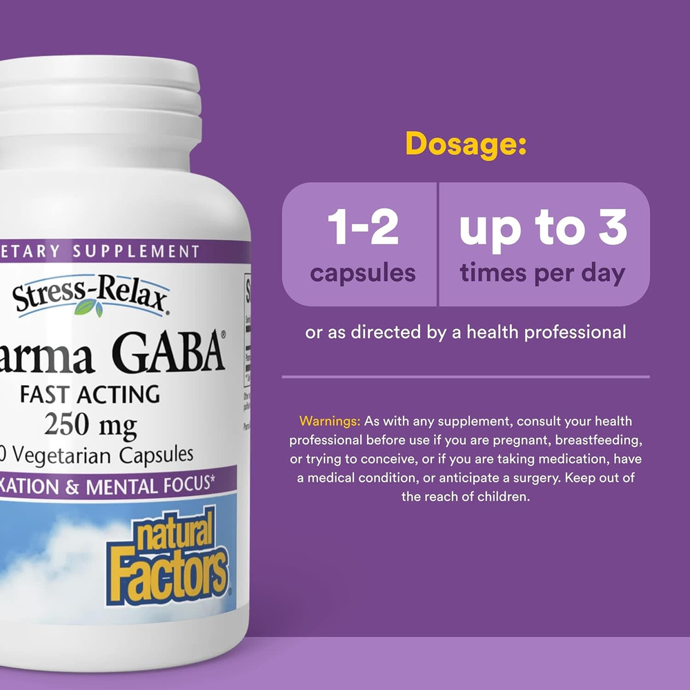 Natural Factors, Stress-Relax®, Pharma GABA®, 60 вегетарианских капсул (100 мг в 1 капсуле)