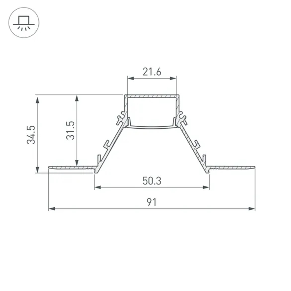 Профиль COMFORT21-V-FANTOM-2000 ANOD (Arlight, Алюминий) 053032