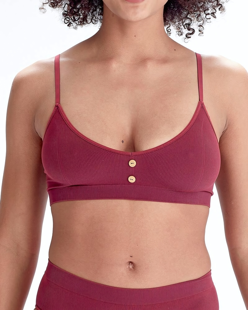 Эко-бюстгальтер в мелкий рубчик Eco-wear (Размер: XS) (Цвет: бордовый)