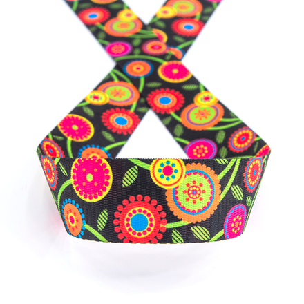 Тесьма ременная декоративная, 30 мм, цвет черный с узором