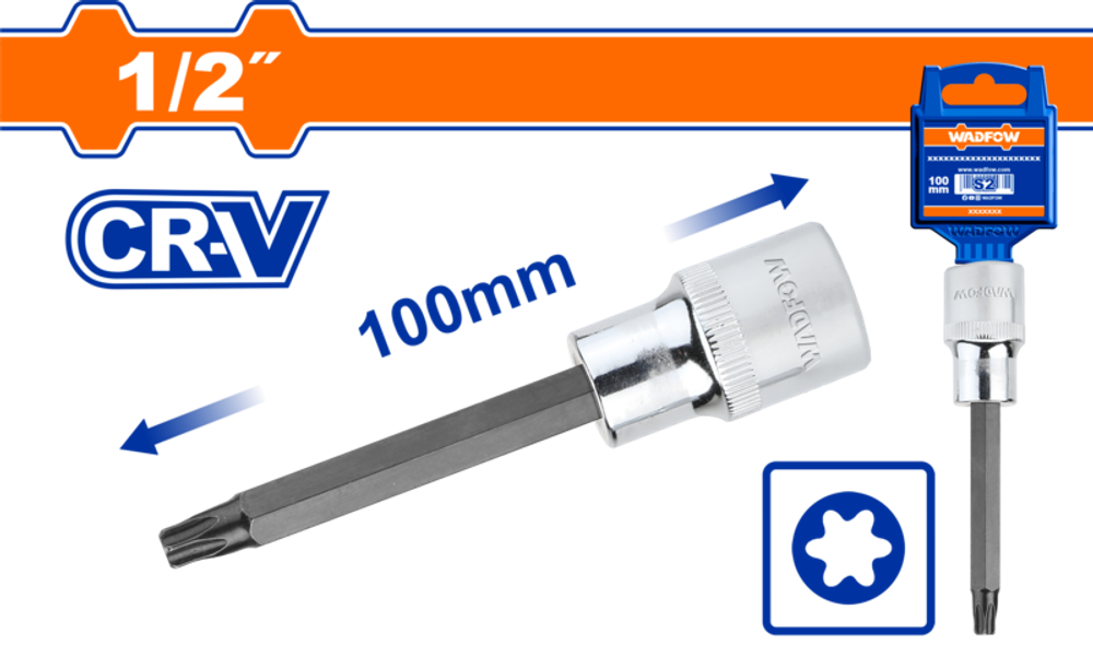 Насадка бита торцевая 100 мм 1/2" TORX T20 (10/80) WADFOW WSC5211