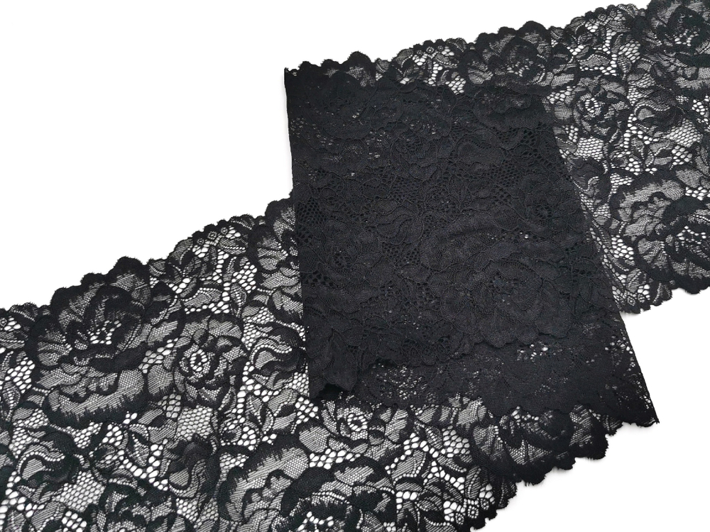 Эластичное кружево, черное, 20,5 см, (Арт: EK-2768), м