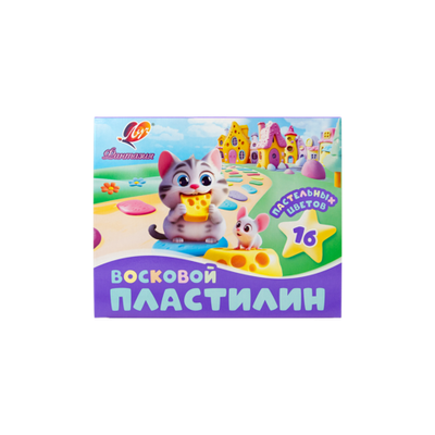 Пластилин 16 цв. Луч восковой "Фантазия", пастельный