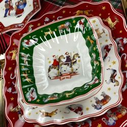 Lenardi 305-180 Квадратный салатник 15х4см НОВЫЙ ГОД в под.уп.(х36)Фарфор