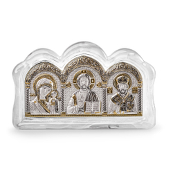 Спаситель, Казанская БМ, Николай Чудотворец, триптих, муранское стекло 78х125