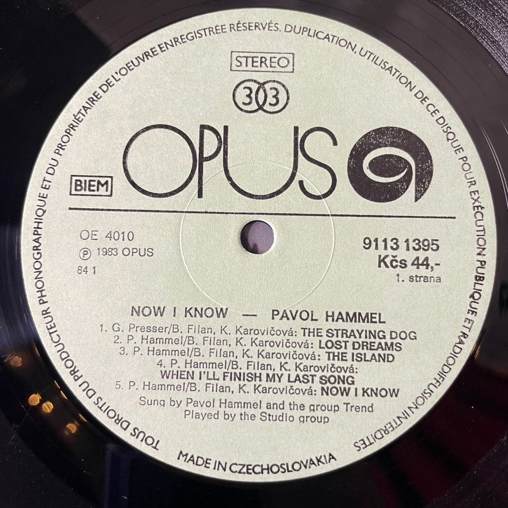 Винтажная виниловая пластинка LP Pavol Hammel Now I Know (Чехословакия 1983)
