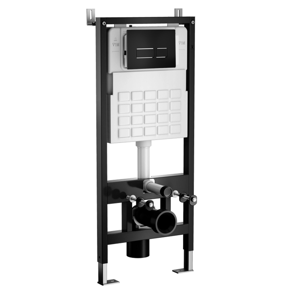 Система инсталляции WAVE, двухрежимная прямоугольная кнопка V2 черная, МЕХАНИКА