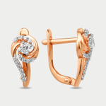 Серьги женские с фианитами из красного золота 585 пробы (арт. 002012-110)