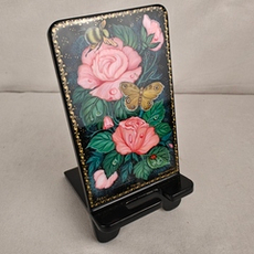Сувенирная подставка для телефона с росписью Палех "Розы"