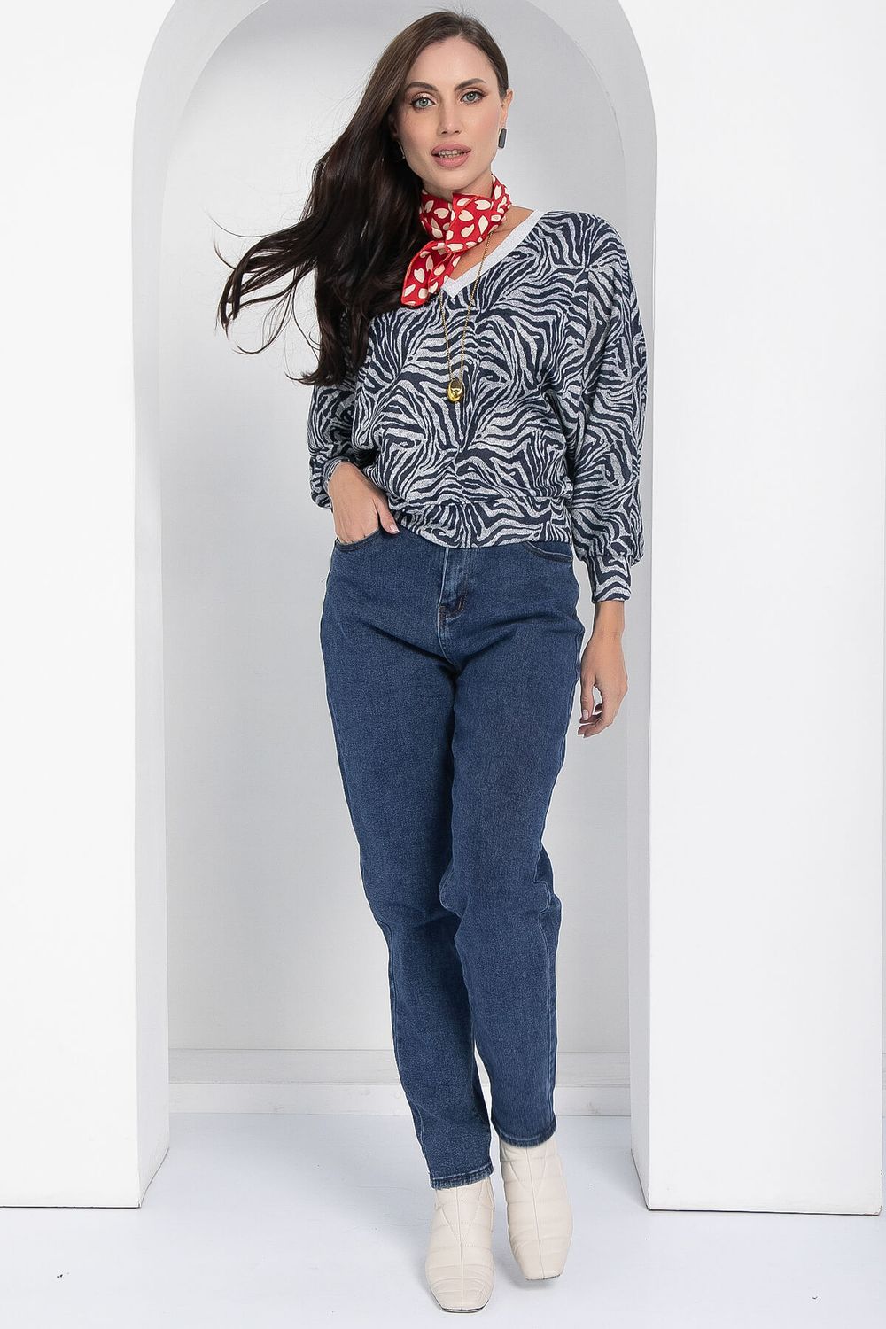 Джемпер Бери и беги (сине-серый) Б12680-7 LT Collection