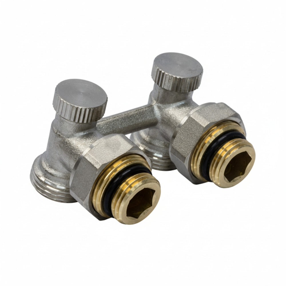 Узел нижнего подключения 1/2x3/4ЕК угловой двухтруб VRT