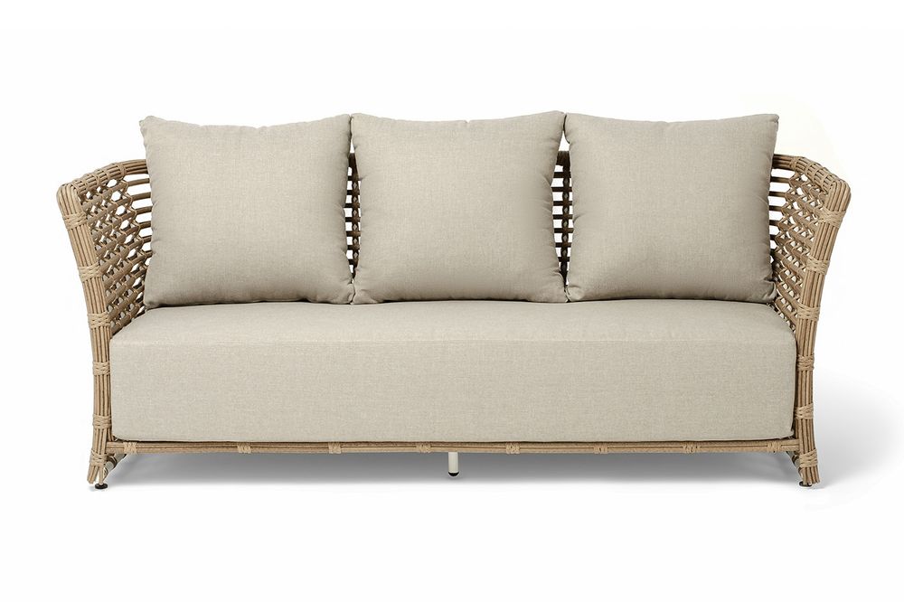 "Валенсия" диван из искусственного ротанга трехместный, цвет соломенный