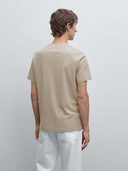 Massimo Dutti Футболка из смесового хлопка, каменно-серый