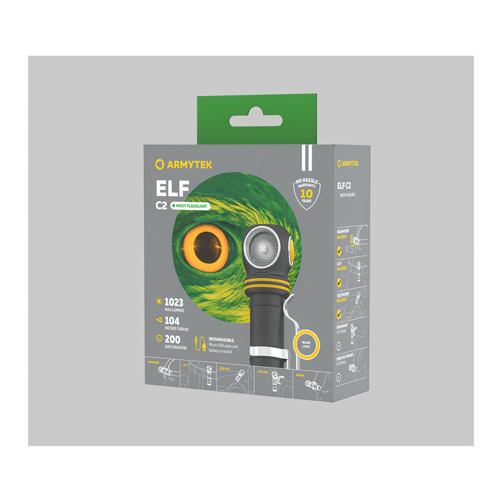 Мультифонарь Armytek Elf C2 Micro USB (теплый свет) — долговечность и защита