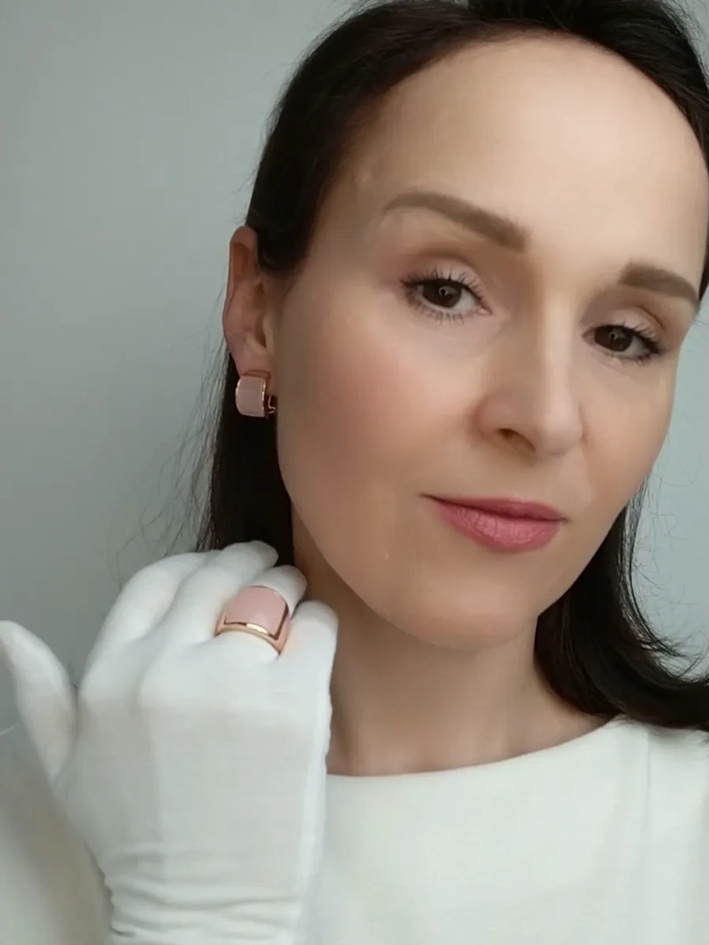 Серьги Отражение с розовым опалом