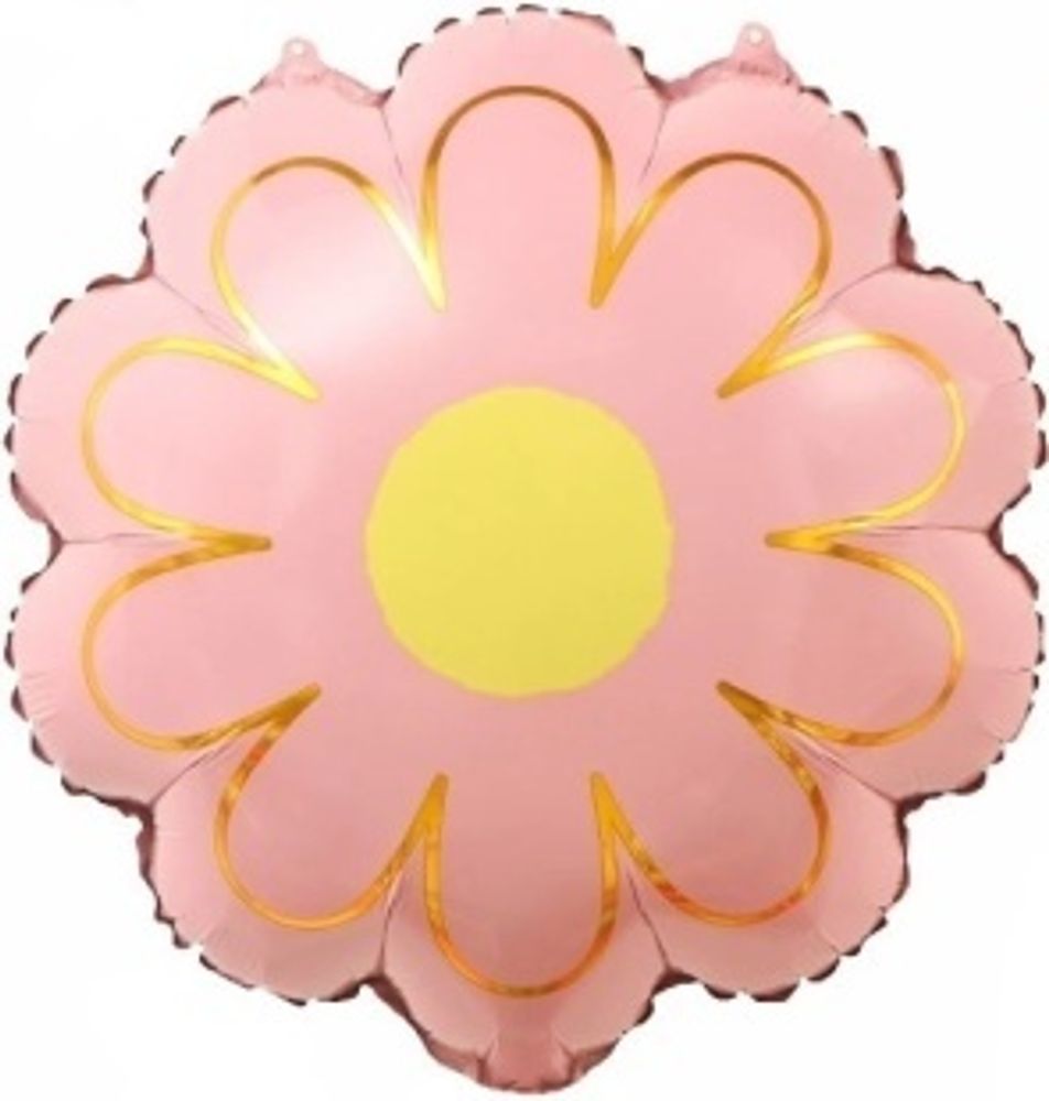 К Шар (21''/53 см) Цветок, Ромашка, Золотые лепестки, Розовый (БГ-)
