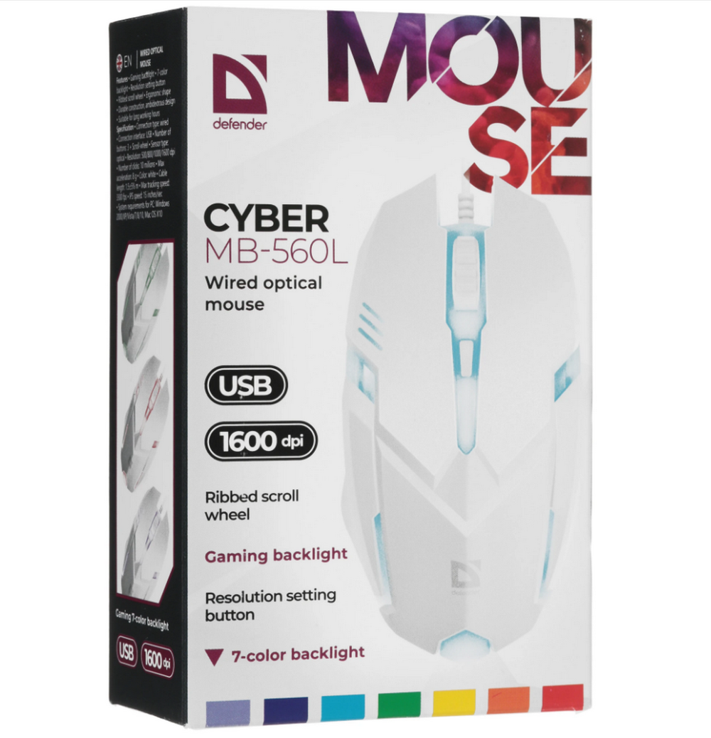 Мышь проводная Defender CYBER MB-560L LED