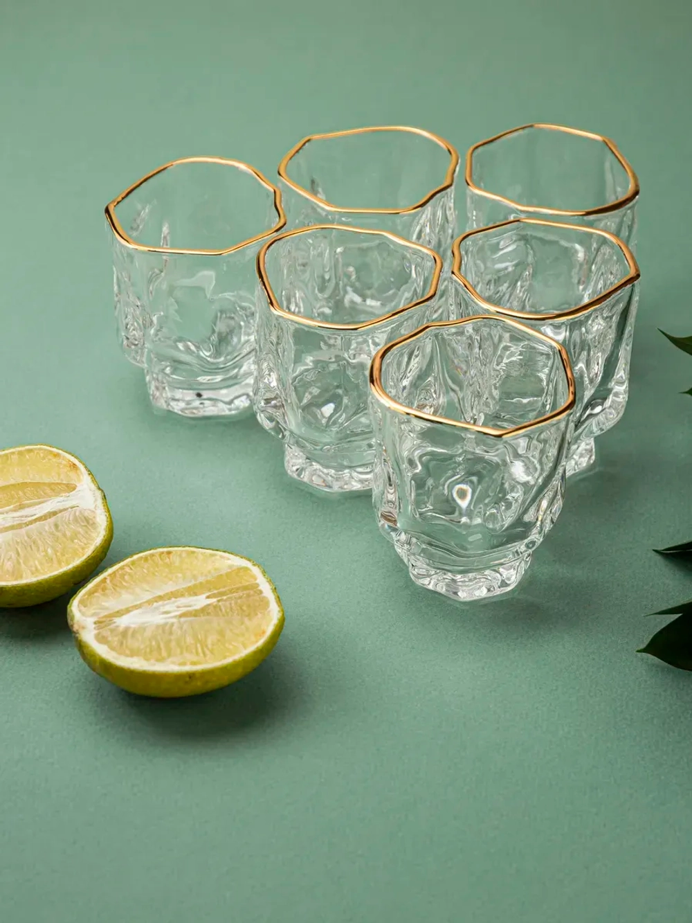 Набор изогнутых шотов, 60 мл, 6 шт. с золотой каймой