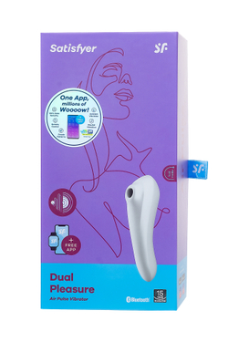 Вакуум-волновой бесконтактный стимулятор клитора Satisfyer Dual Pleasure, силикон, белый, 17,9 см.