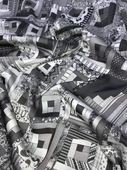 Плательная принт, пэчворк серый/белый/черный BAVARIA