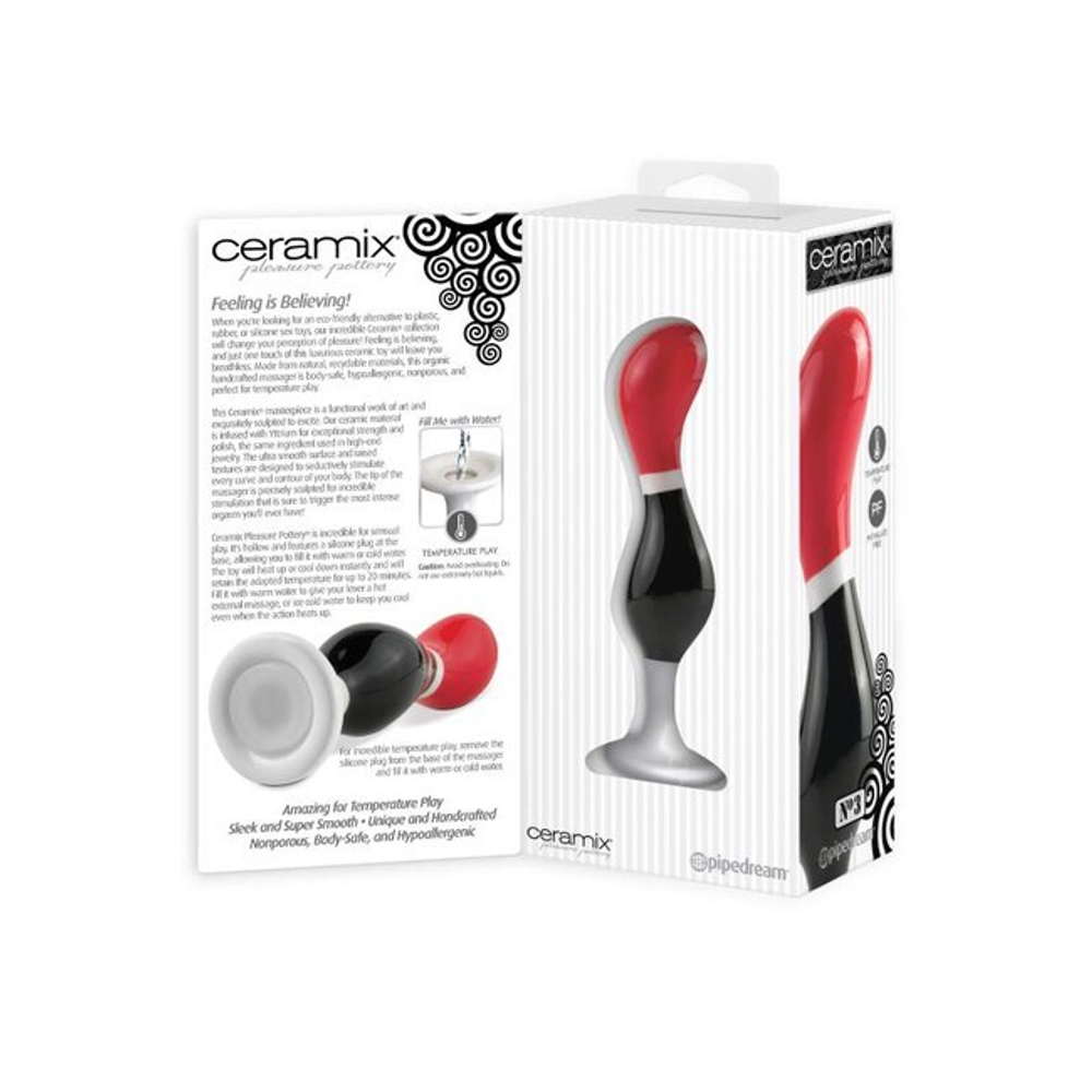 Керамический наполняемый водой анальный стимулятор Ceramix Pleasure Pottery №3 (Цвет: красный, черный, белый)