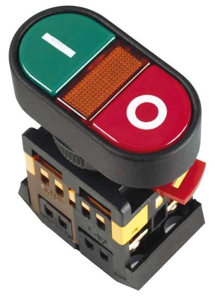 Кнопка APBB-22N &quot;I-O&quot; d22мм 1з+1р 240В неон IEK BBD10-APBB-K51