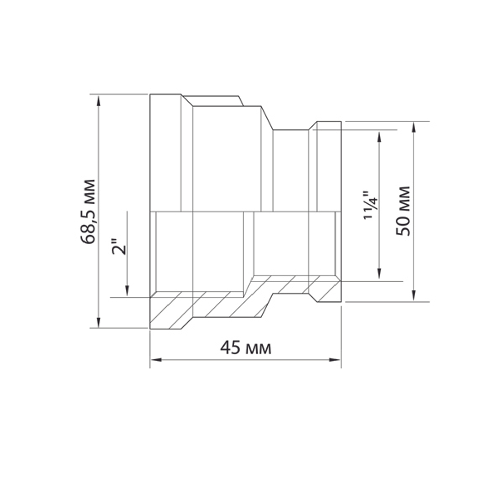 Муфта переходная 2'' - 1 1/4'' вн/вн VRT® никель