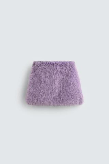 ZARA Х DISNEY МИНИ-ЮБКА ИЗ ИСКУССТВЕННОГО МЕХА, ЦВЕТ МАЛЬВЫ