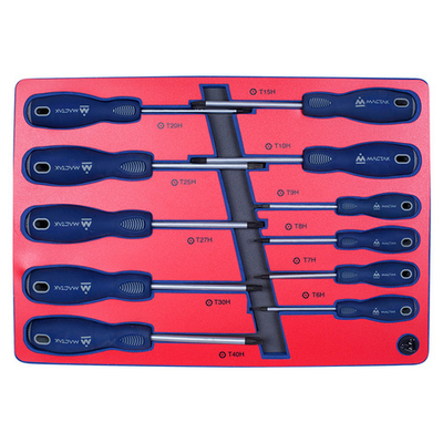 МАСТАК (5-4411) Набор отверток TORX с отверстием, ложемент, 11 предметов