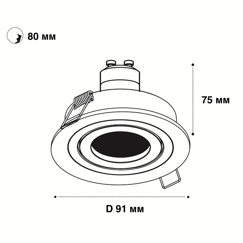 Светильник встраиваемый Vaes MARS R, чёрный, поворотный, цоколь GU10