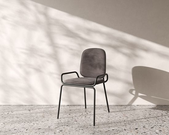 Стул ror, double frame, велюр, черный/серый