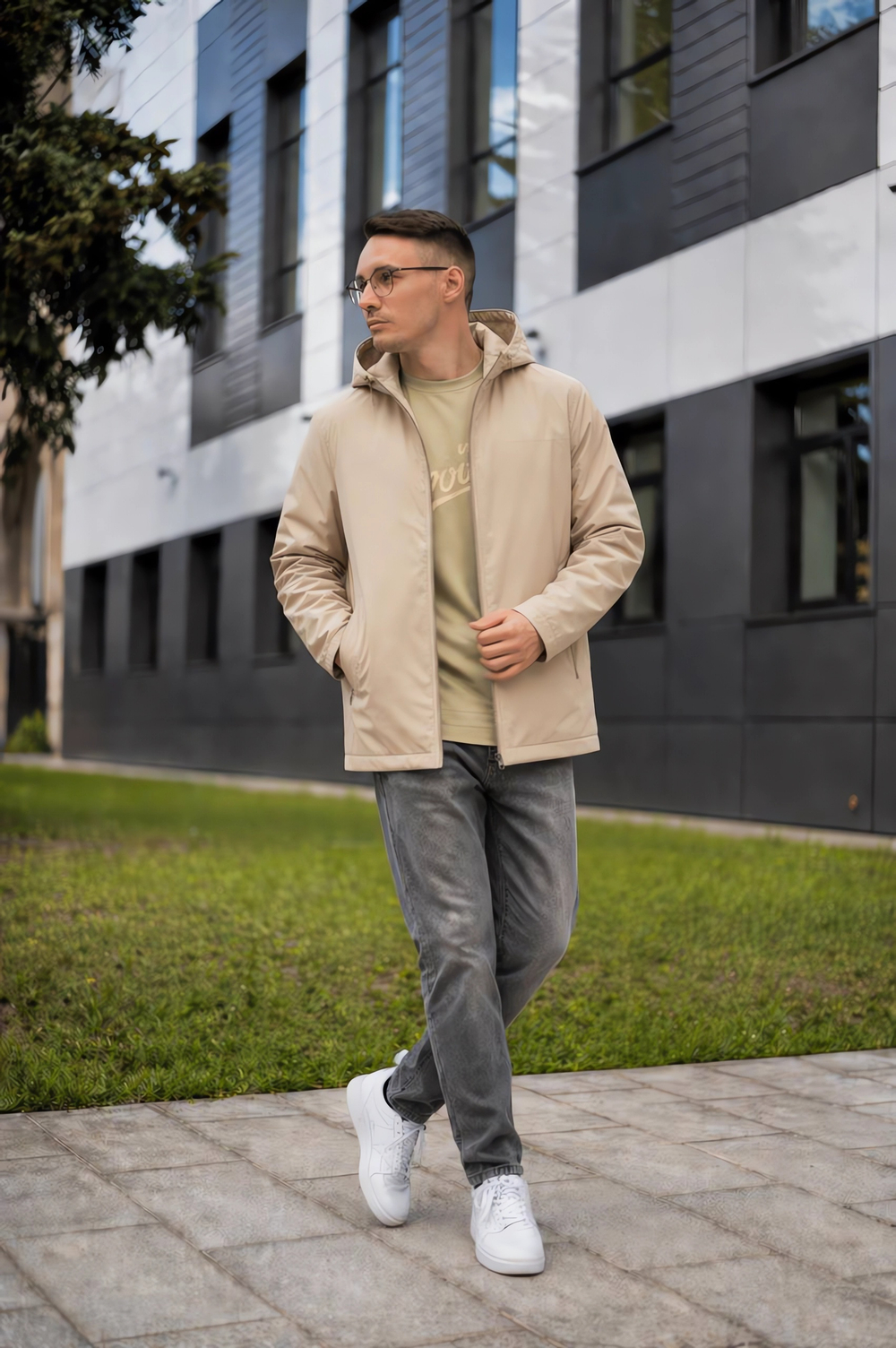 Ветровка мужская "HN-18" бежевый