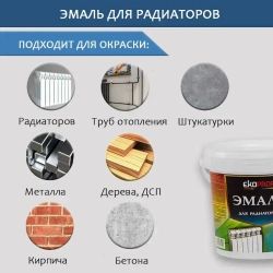 Краска для радиаторов отопления, батарей и труб термостойкая до+100 С AKRIMAX без запаха, акриловая, водостойкая, шелковисто-матовое покрытие, белая 0,8 кг, эмаль для радиаторов и труб