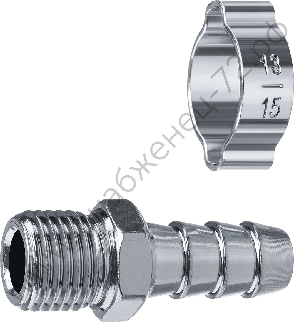 ЗУБР штуцер ″елочка″, 10 мм - 1/4″M, переходник с обжимным хомутом, Профессионал (64924-1/4-10)