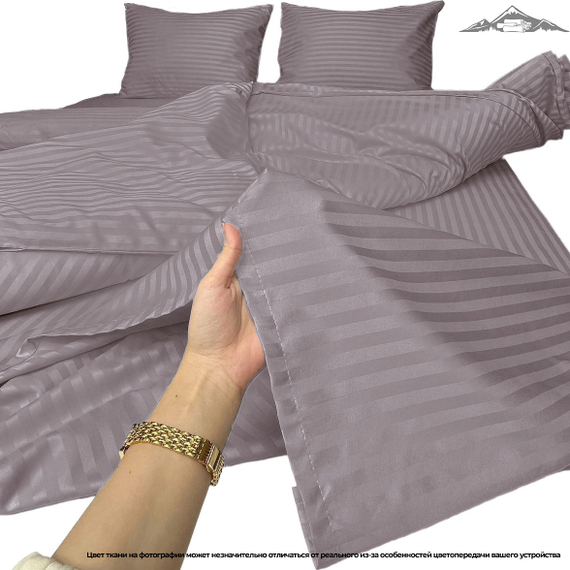 Сатин-страйп &quot;Теплый тауп&quot; AirJet+mers | полоса 1х1 | ш.240 см | 150 г/м² | хлопок-100%