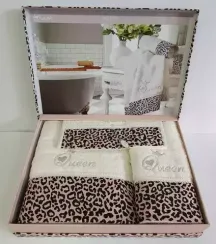 Набор полотенец QUEEN крем/ пыльная роза3 предмета Maison Dor (Турция)