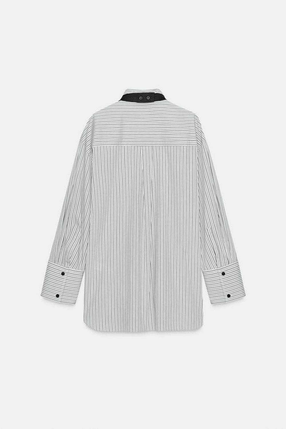 ZARA РУБАШКА ИЗ ПОПЛИНА С ГАЛСТУКОМ, ЧЕРНЫЙ/БЕЛЫЙ