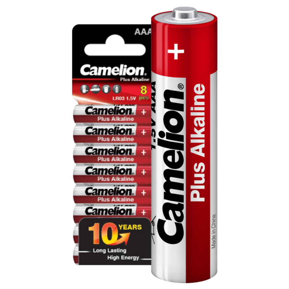 Элемент питания алкалиновый AAA/LR03 1.5В Plus Alkaline SP8 (уп.8шт) Camelion 14861
