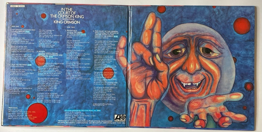Винтажная виниловая пластинка LP King Crimson In The Court Of The Crimson King (USA 1978) 21st Century Schizoid Man