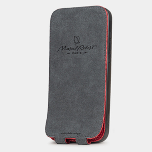 Чехол для iPhone 16 Pro Max кожаный, ящерица красного цвета