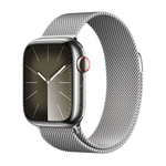 Apple Watch 9 45mm Silver Stainless Steel Case with Milanese Loop