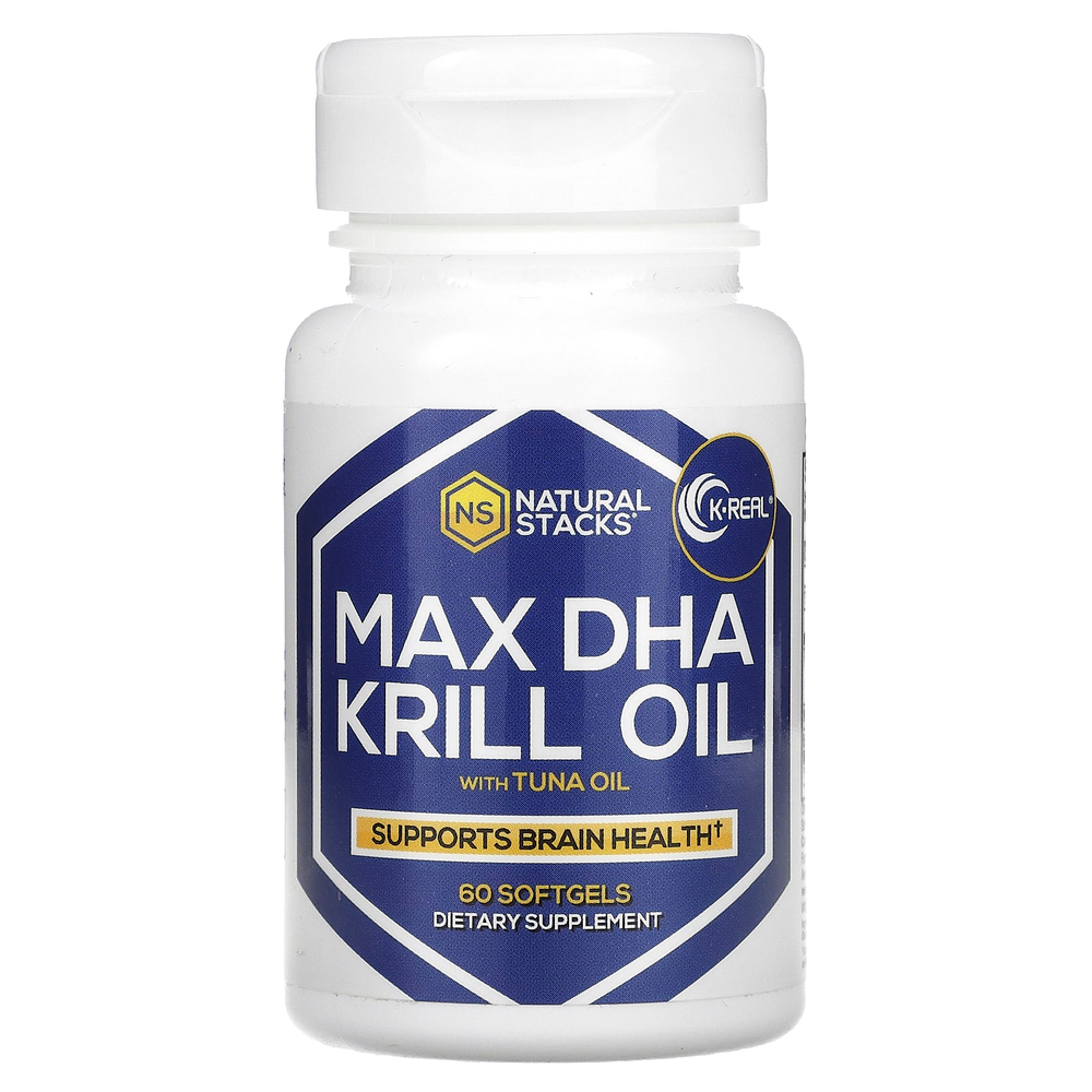 Natural Stacks, Max DHA, масло криля и масло тунца, 60 мягких таблеток