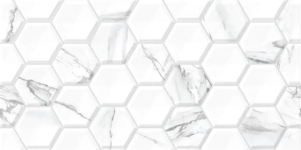 Настенная плитка ALMA Ceramica TWU09VEG017 Vegas 50x24.9 белая глянцевая рельефная под мозаику